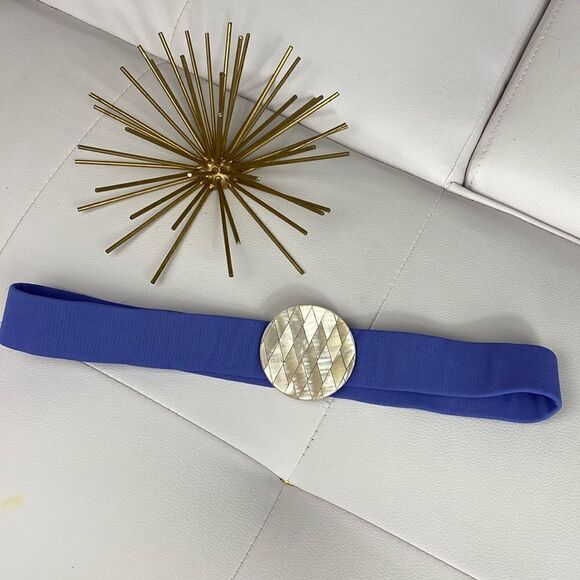 Vintage Mother of Pearl Elastic Belt Purple 80's - Picture 1 of 6